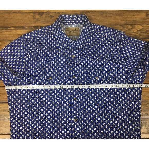 EUC Wrangler Retro Mens Diamond Short Sleeve Pearl Snap Shirt size Large - Picture 9 of 11